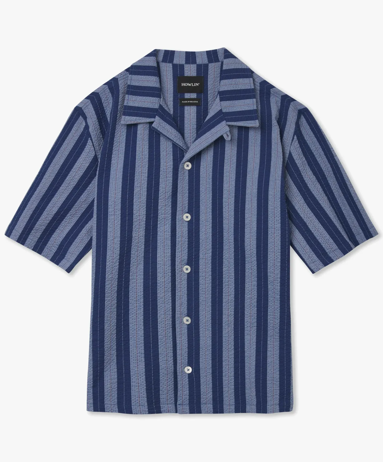 Howlin Cocktail D’Amore - Blue Stripes Seersucker^ Shirts | Made In Belgium