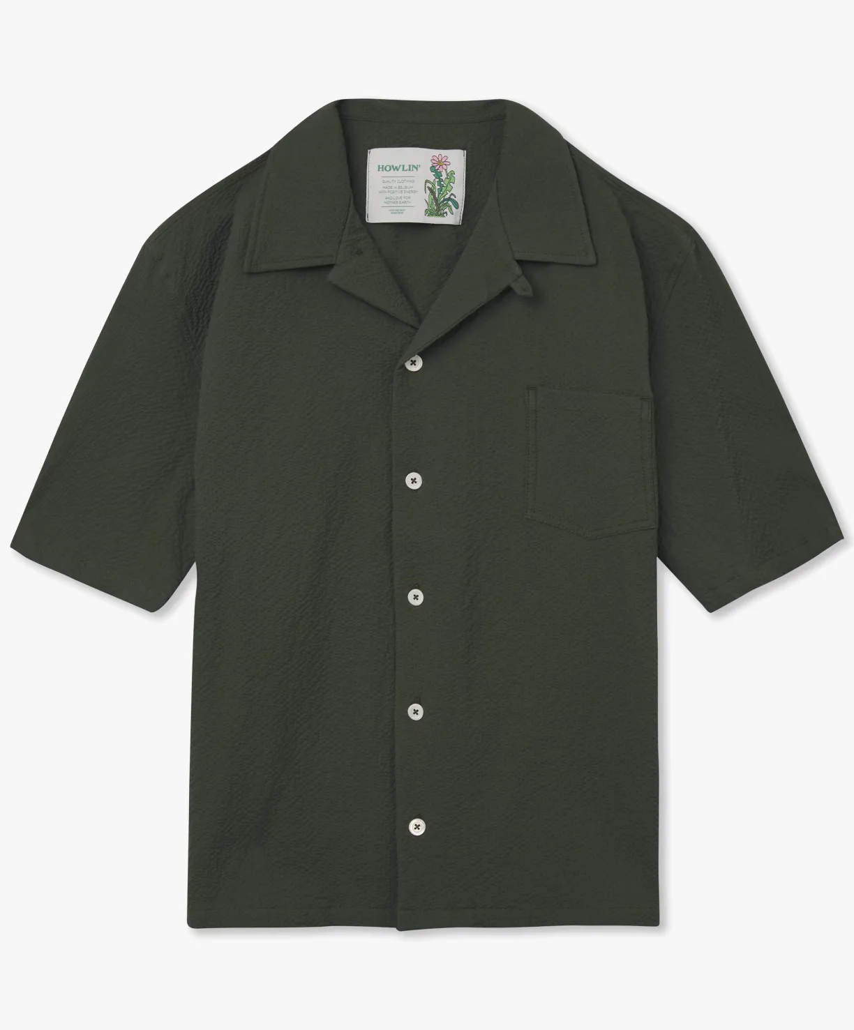 Howlin Cocktail Shirt - Greenish Seersucker^ Shirts | Made In Belgium