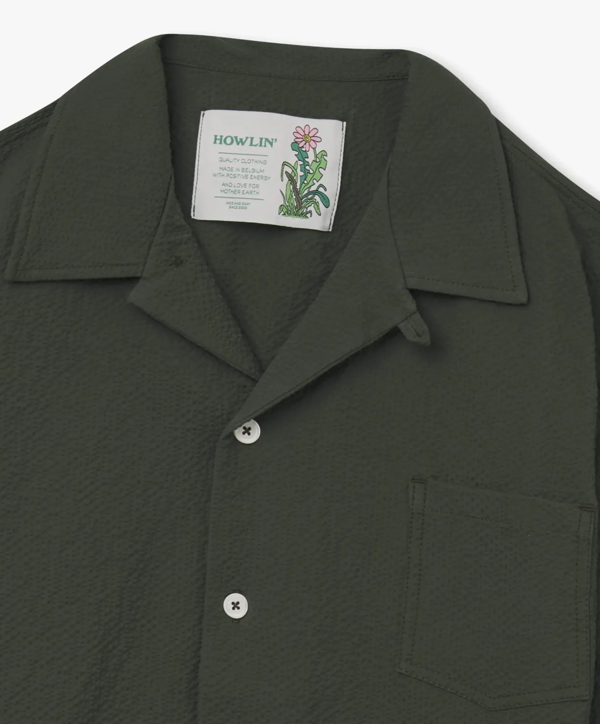 Howlin Cocktail Shirt - Greenish Seersucker^ Shirts | Made In Belgium