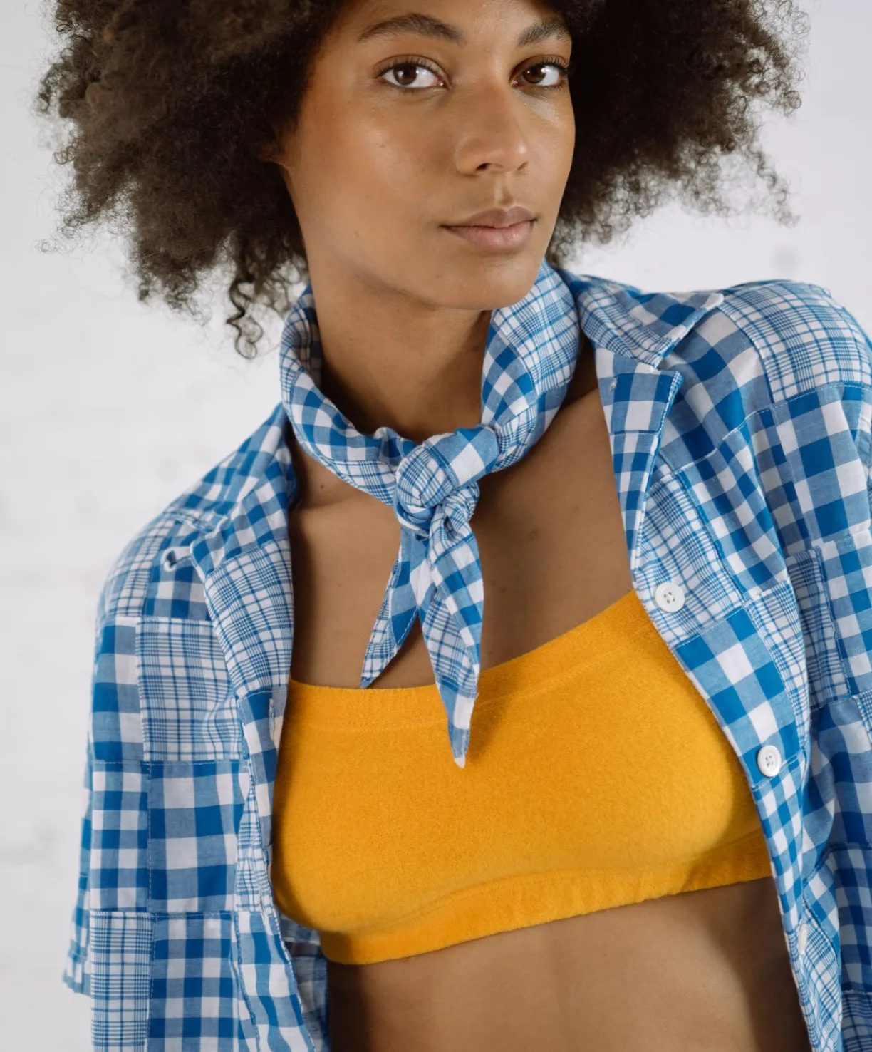 Howlin Cocktails For The Girls Please Shirt - Blue Madras Patchwork (Women)^Women Shirts | Made In Belgium