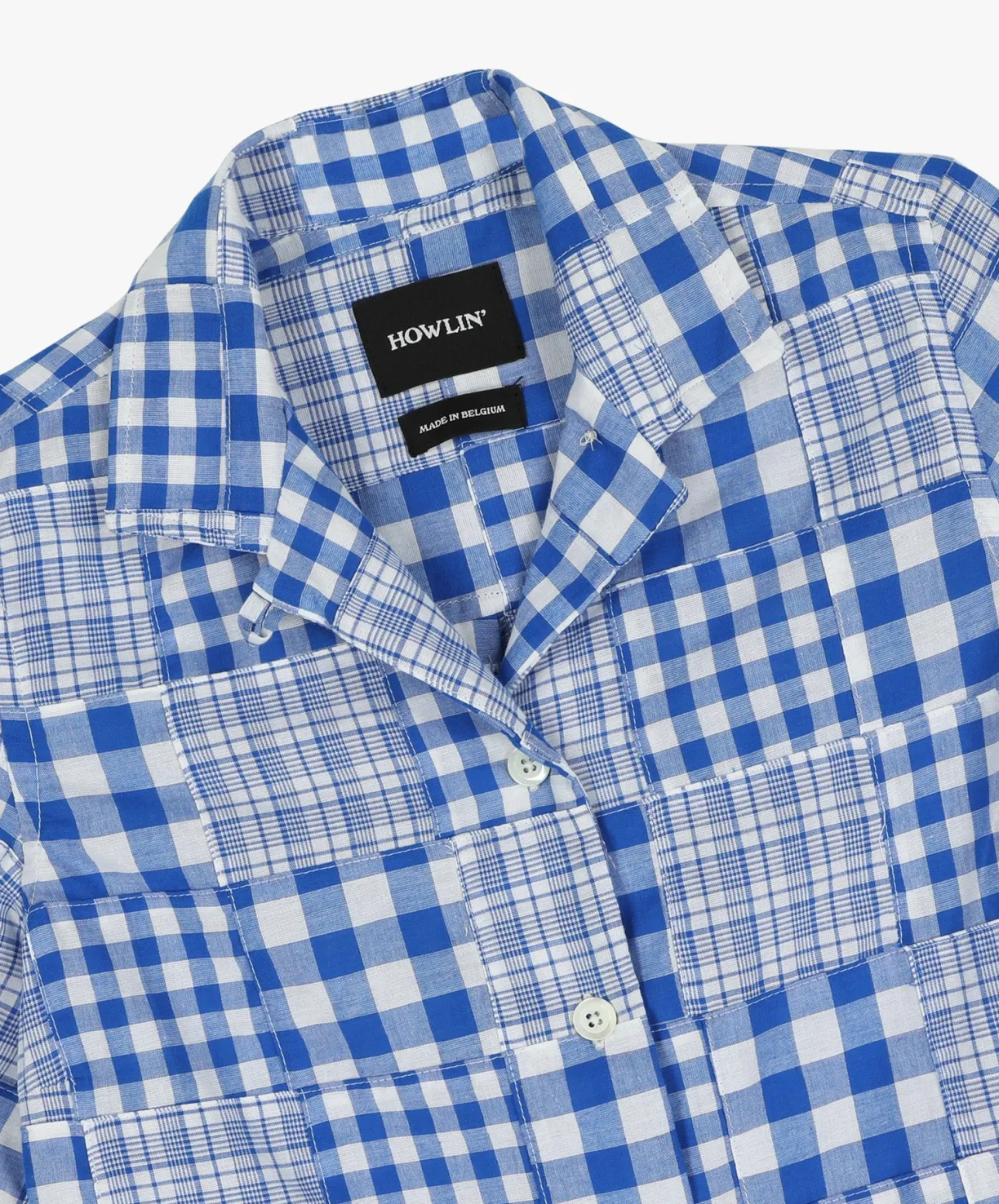 Howlin Cocktails For The Girls Please Shirt - Blue Madras Patchwork (Women)^Women Shirts | Made In Belgium