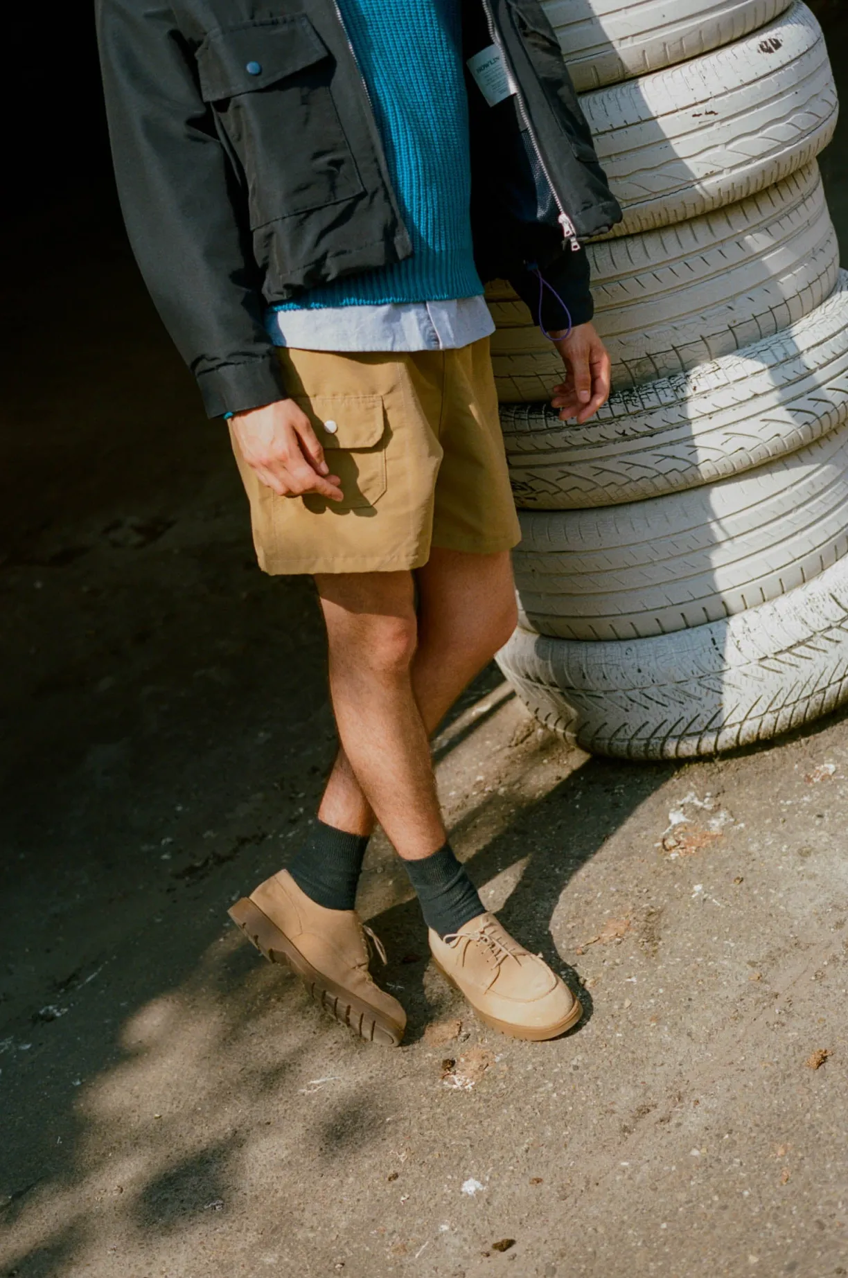 Howlin Doppler Effect Shorts - Khaki Water Repellent Nylon^ Shorts | Made In Belgium