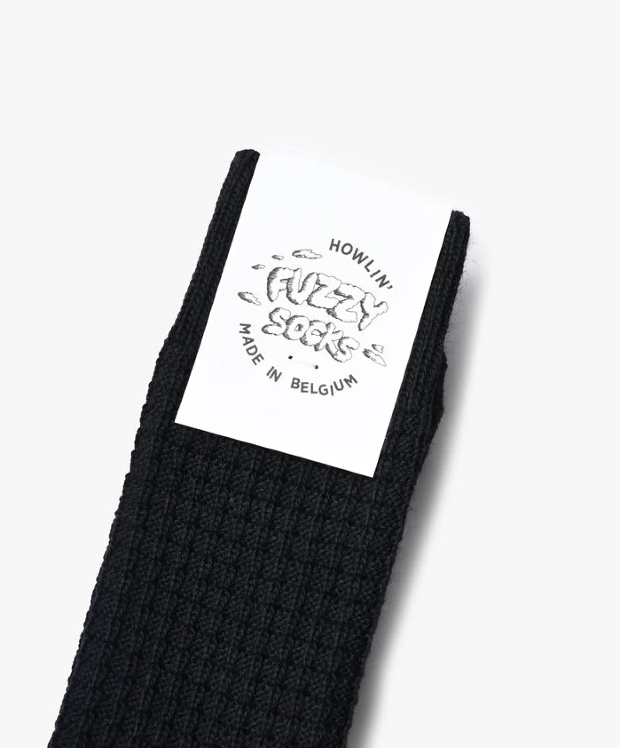 Howlin Fuzzy Waffle Socks - Black^Women Socks | Made In Belgium