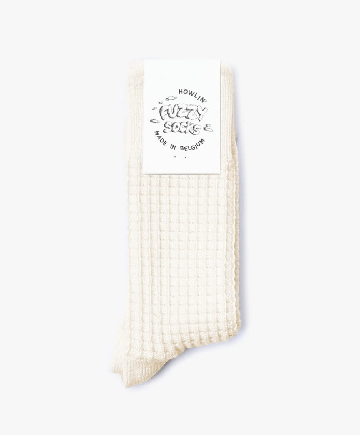 Howlin Fuzzy Waffle Socks - Ecru^Women Socks | Made In Belgium