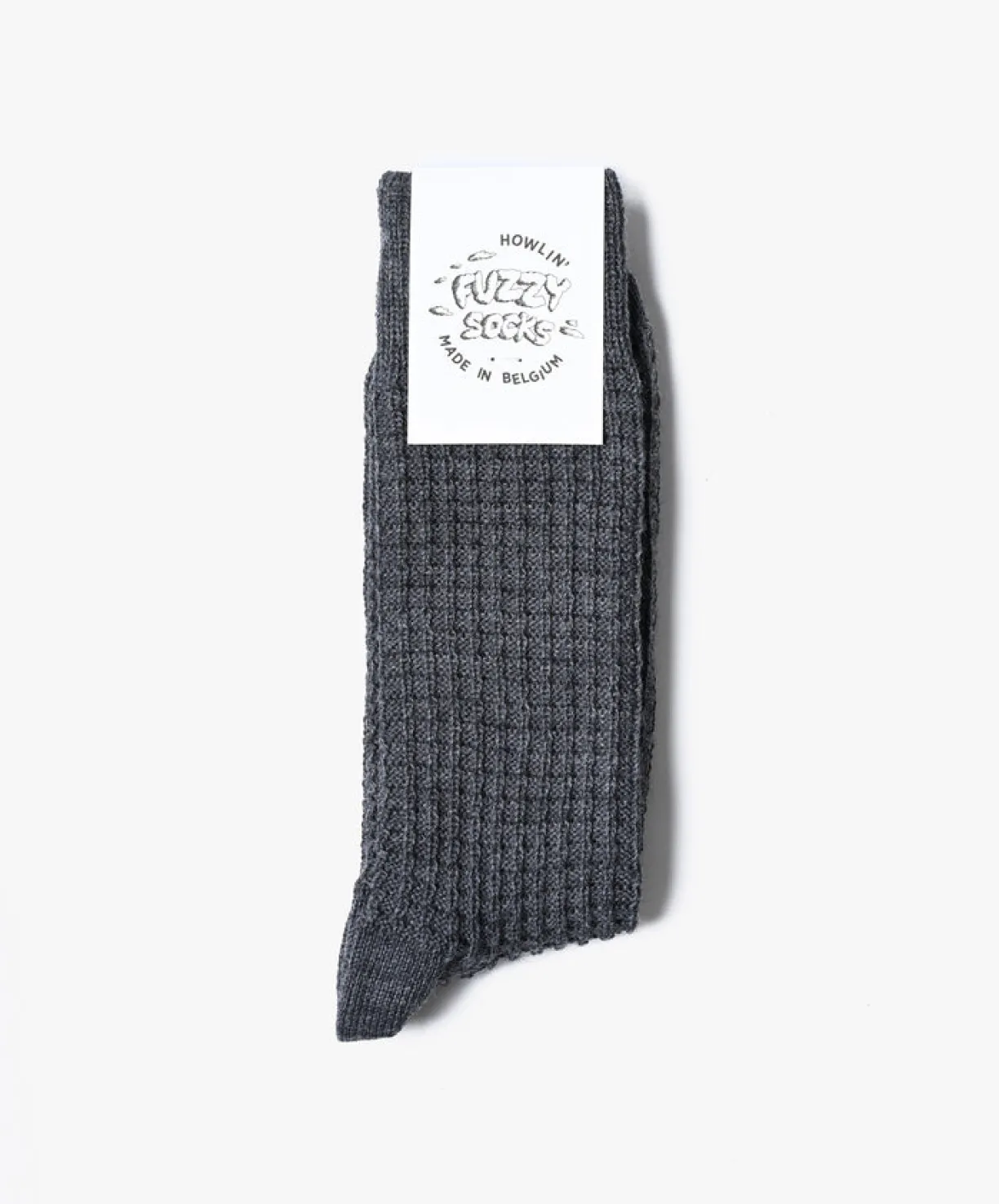 Howlin Fuzzy Waffle Socks - Grey^Women Socks | Made In Belgium