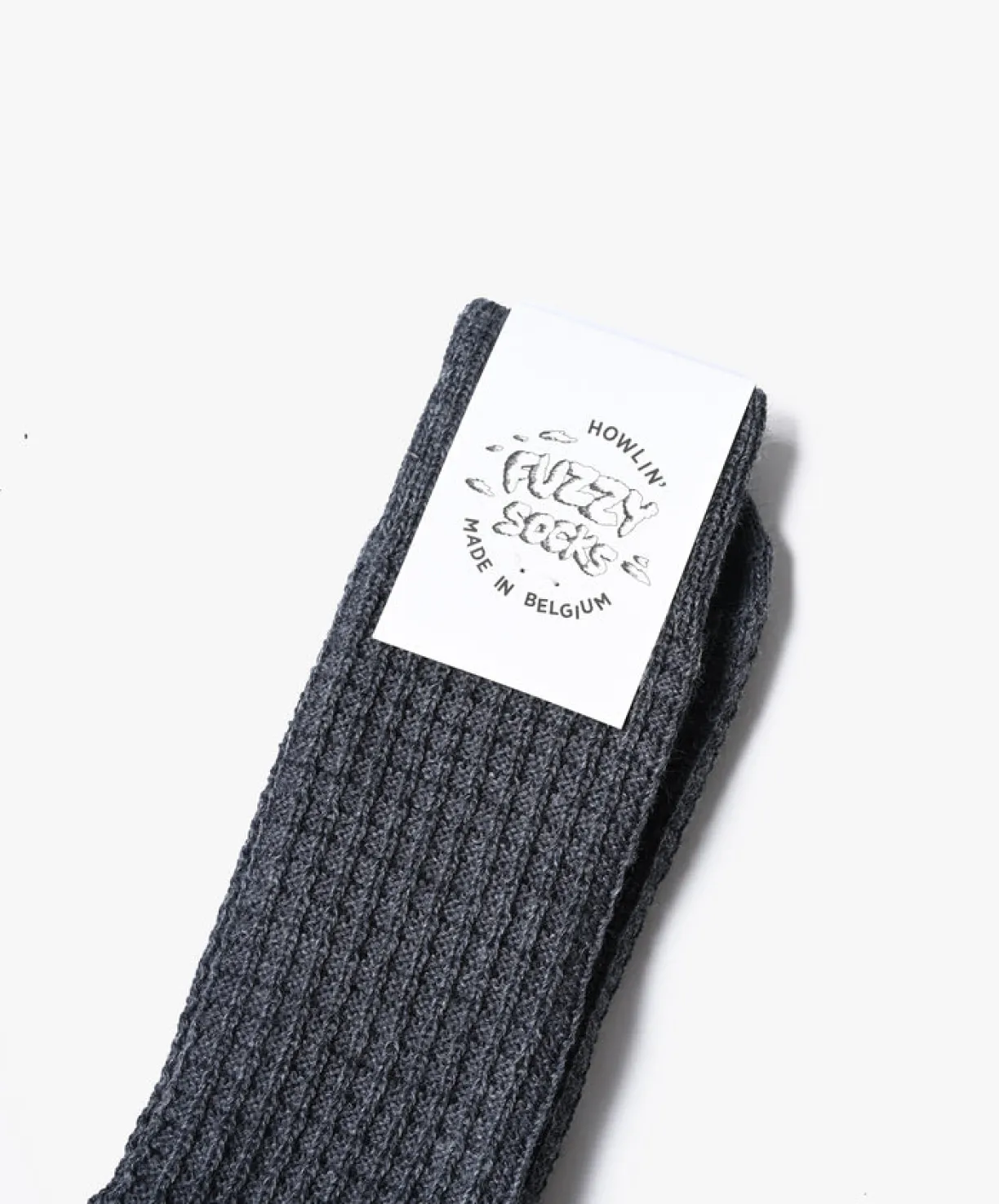 Howlin Fuzzy Waffle Socks - Grey^Women Socks | Made In Belgium