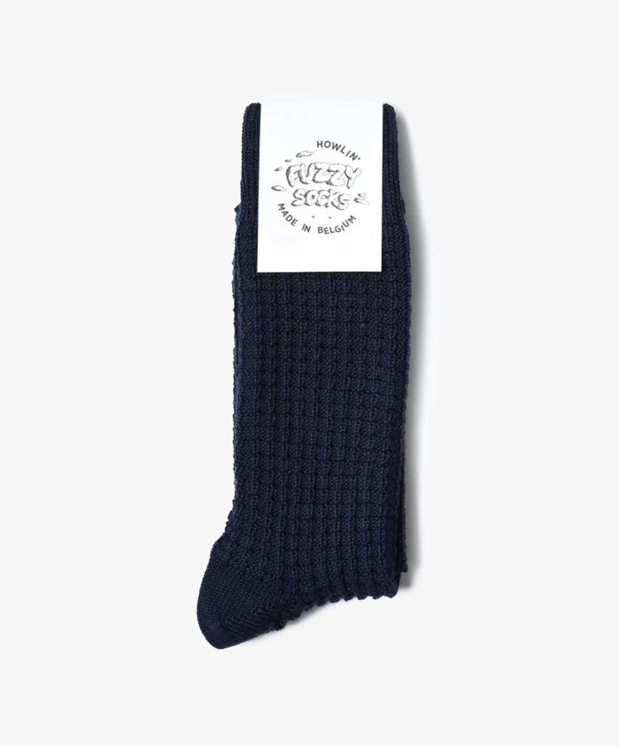 Howlin Fuzzy Waffle Socks - Navy^Women Socks | Made In Belgium