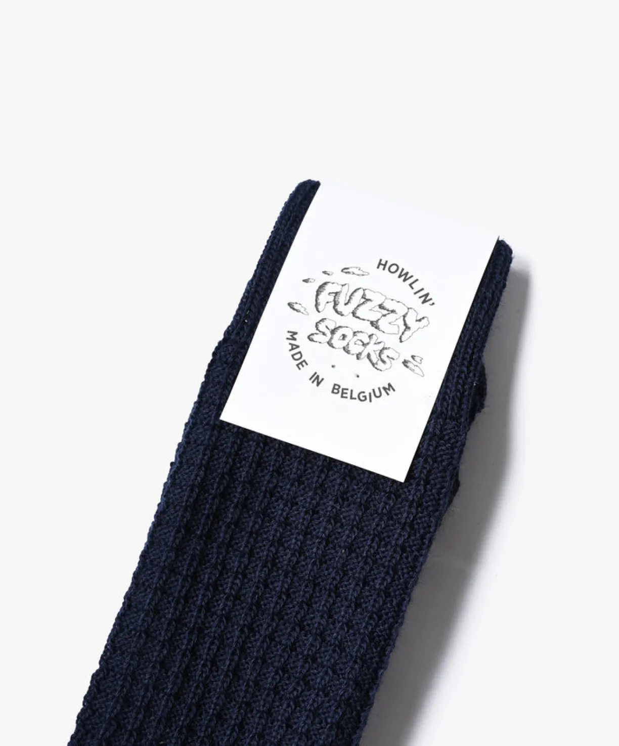 Howlin Fuzzy Waffle Socks - Navy^Women Socks | Made In Belgium