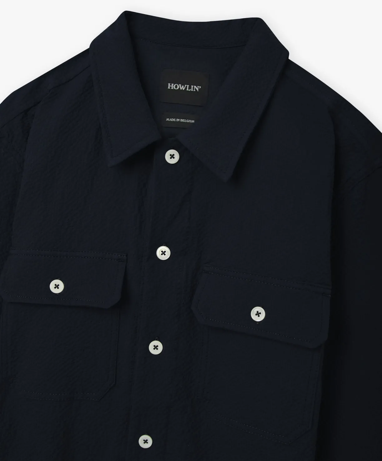 Howlin Magic Work Shirt - Navy Seersucker^ Shirts | Made In Belgium