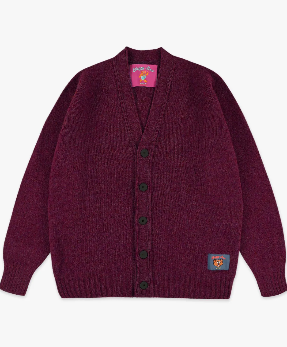 Howlin Shaggy Bear Cardigan - Wine^ Shaggy Bear | Knitwear